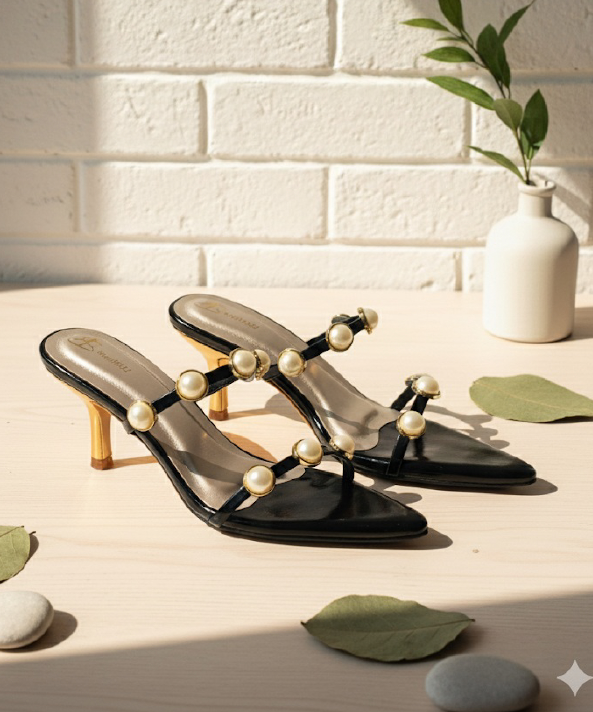 Women Kitten heel with Pearl emblishment