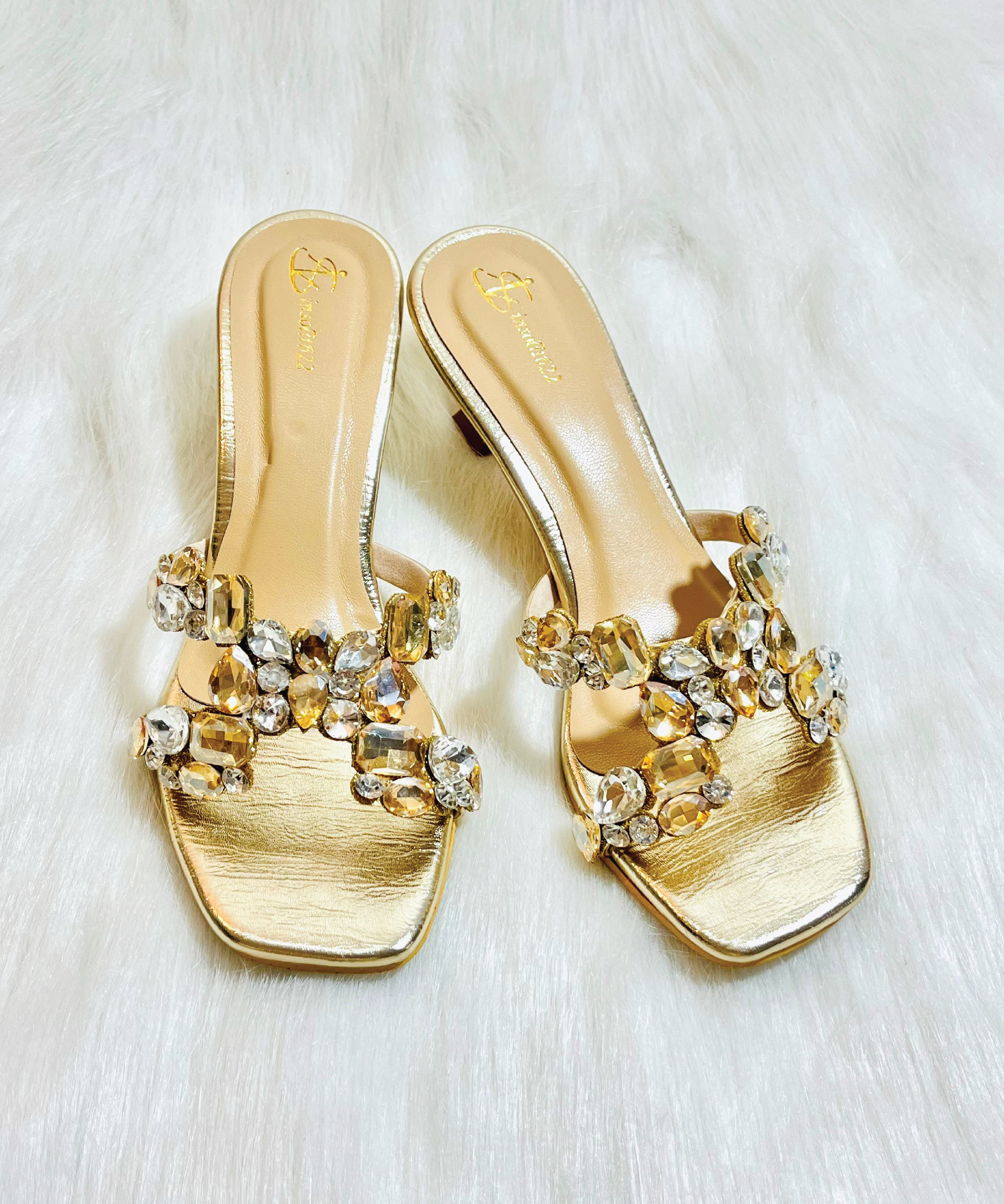 Women Festive Golden Heels