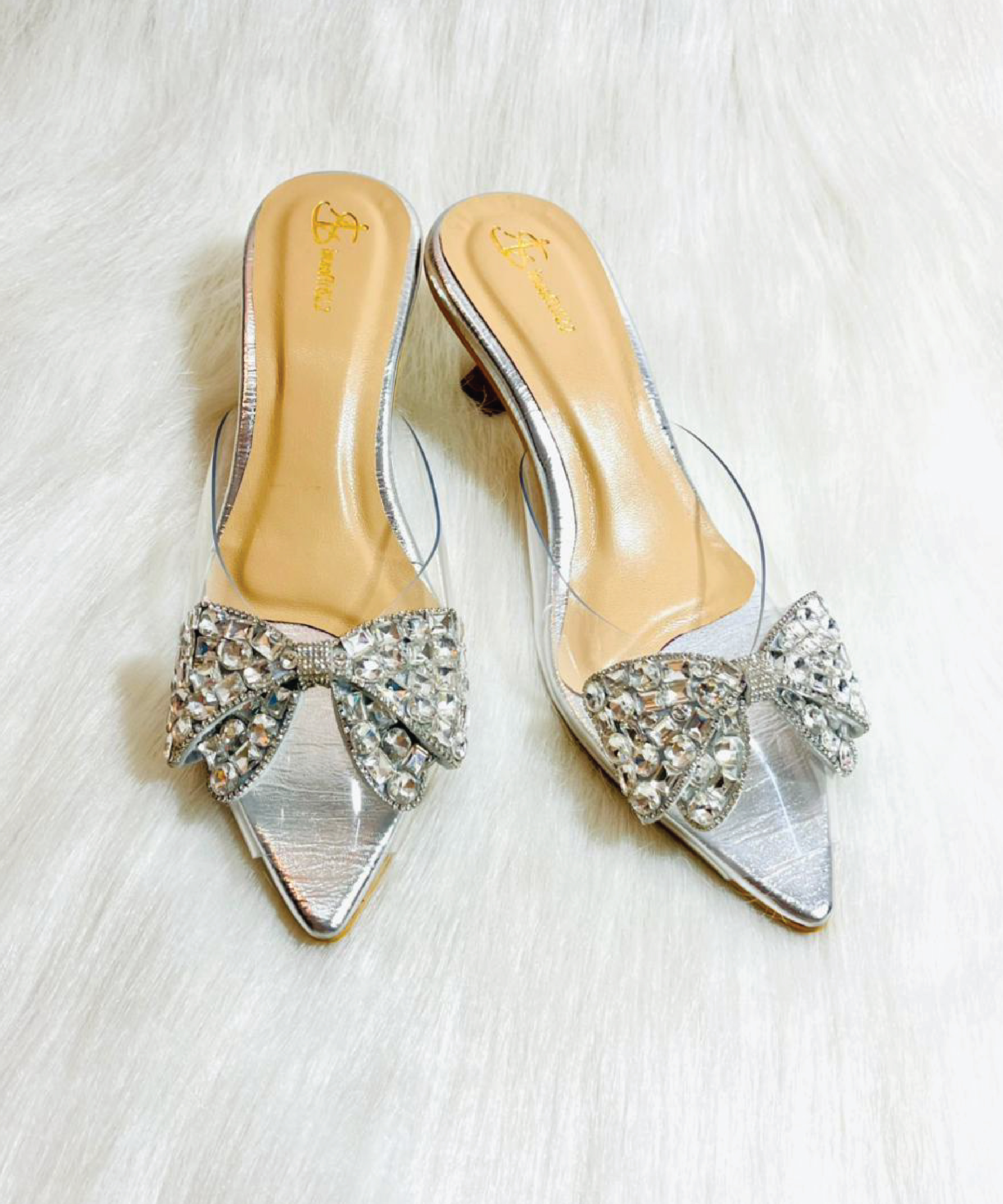 Women Silver Bow Heel