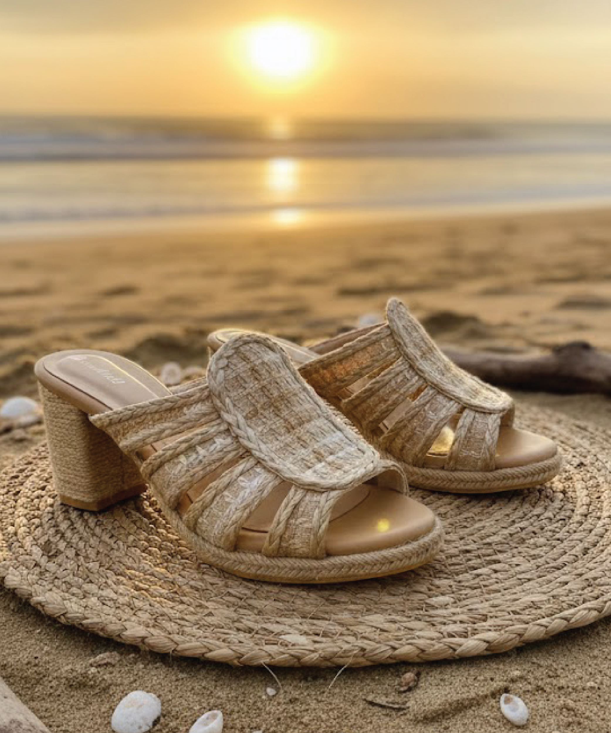 Shield natural woven heels for women – sustainable resort and beachwear footwear