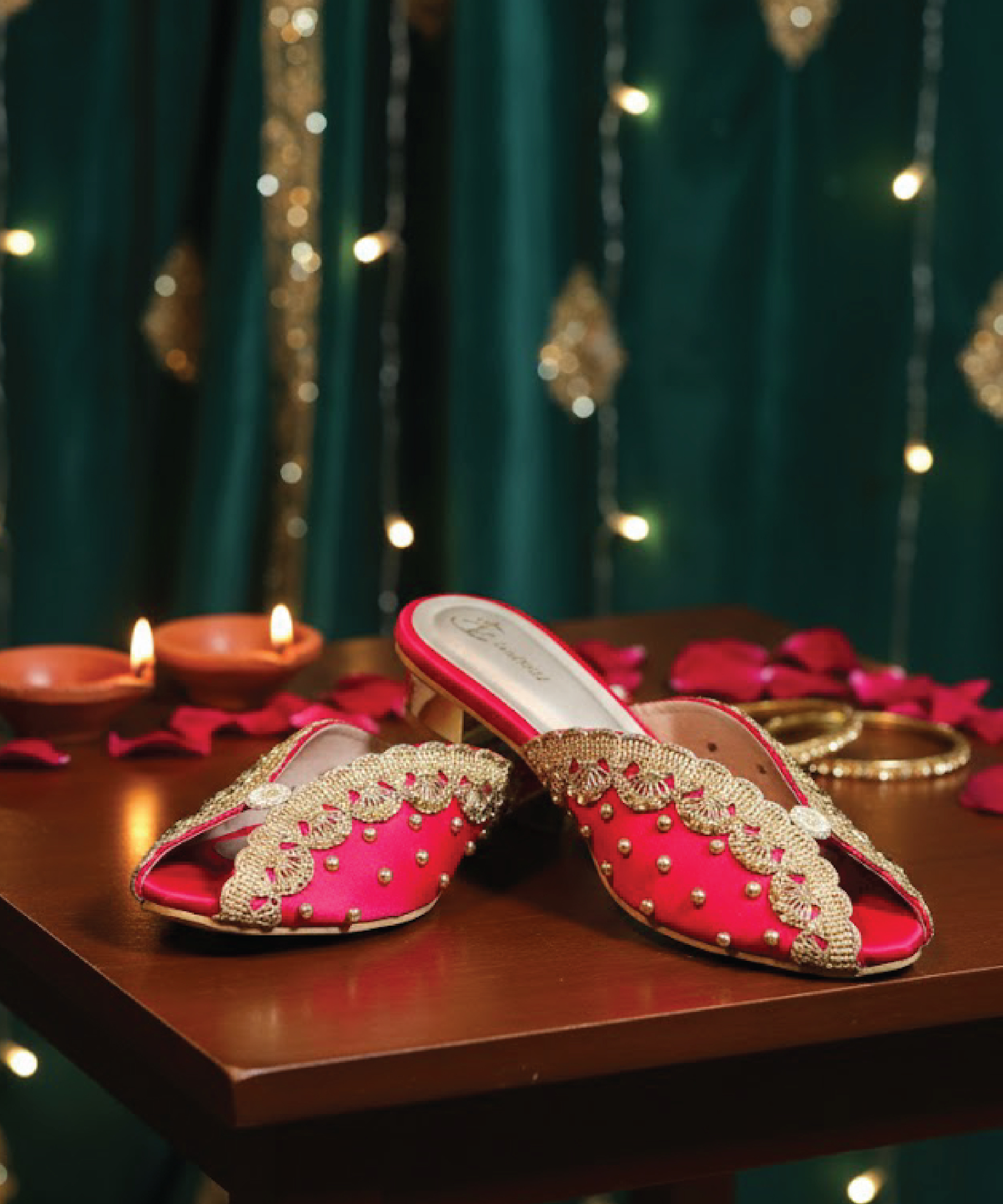 Royal pink embellished mules heel for women luxury festive footwear by Insolito22